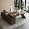 Modern 71" L-Shaped Smoked Brown Executive Desk with Right Hand Return