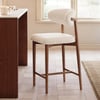 Modern Walnut Boucle Counter Stool with Wooden Legs, 1 Piece