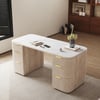 Modern 64" Rounded Edge Whitewash Sintered Stone Desk with Dual Storage