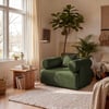 Fauteuil d'appoint de salon en velours vert moderne et serein