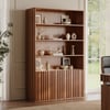 Aura 47” Ash Wood Fluted Walnut Bookcase With Sintered Stone Top