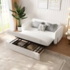 Canapé-lit convertible 172 cm 2 places bouclé blanc chaud avec rangement et coussins