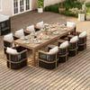 Wevara 11-Piece Outdoor Rope Weave Dining Set with 10 Chairs in Walnut