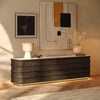 80" Ash Wood Walnut TV Stand with Sintered Stone Top