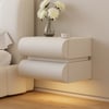 Humply White Faux Leather Floating 2-Drawer Nightstand with Charging Station