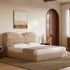 Modern Queen Size Chenille Upholstered Bed with Butterfly Shaped Headboard