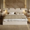 Hovra King Faux Leather Platform Bed with Wide Headboard & Integrated LED Lighting