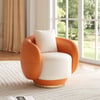 Suncurve Performance Leather Swivel Barrel Accent Chair with Pillow