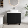 81 cm (32 cale) Freestanding Bathroom Vanity z Radełkowanym Frontem, Umywalką Nablatową, 3 Szufladami, Blatem z Kamienia Spiekanego