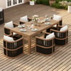 Wevara 7-Piece Outdoor Rope Weave Dining Set with 6 Chairs