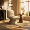 18" Performance Boucle Upholstered Swivel Slipper Accent Chair