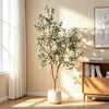 6 ft. Artificial Olive Tree with Planter and Decorative Pebbles