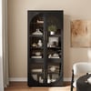 Arune Black Glass Tall Display Cabinet with Drawers & LED Light