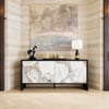Modern 72" Sintered Stone Sideboard with Oak Wood Frame & Adjustable Shelves