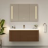 Meuble-lavabo mural cannelé moderne de 119 cm avec lavabo, éclairage LED doux et grand espace de rangement