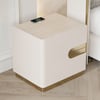 Hovra 2-Drawer Nightstand with Charging Station & Travertine Sintered Stone Top