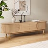 80" Ash Wood Fluted Natural TV Stand with Storage