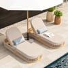 Costra Outdoor Aluminium & Rope Weave Reclining Chaise Lounge in Ivory, Set of 2