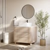 32" Fluted Freestanding Bathroom Vanity with Vessel Sink, 3-Drawers, Sintered Stone top
