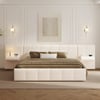 Humply King Size Upholstered Bed with Wide Headboard & Floating Smart Nightstand Set