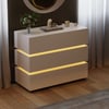 Commode Lumio 100 cm blanche avec LED, 3 tiroirs et station de charge