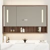 100cm Walnut LED Medicine Cabinet with Adjustable Lighting, Demister and Digital Clock