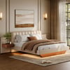 Genuine Leather Smart Bed Set With Adjustable Base And 2 Storage Nightstands
