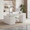 Velign 65" L-Shape White Executive Desk with Right-Side Cabinet