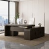 Chicent 71" L-shaped Smoked Brown Executive Desk with Left Hand Return