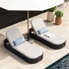 Costra Outdoor Aluminium & Rope Weave Reclining Chaise Lounge in Black, Set of 2