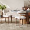 Modern PU Leather Dining Chair with Walnut Rubber Wood Legs, 6 Pieces
