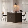 Mid-Century 51" Glossy Sintered Stone Top Kitchen Island with Storage, Smoked Brown