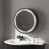 60cm Round Black LED Medicine Cabinet with Storage, Anti-Fog, Dimmable
