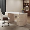 Modern Wash White  Rectangle Desk & Reclining Leather Office Desk Chair (63.8")
