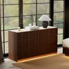 Aura 59" Walnut Sintered Stone 6-Drawer Dresser with Lighting