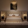Modern King Genuine Leather Tufted Bed with Wide Charging Headboard & Light