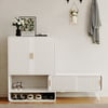 37" Warm White Shoe Storage Fluted Entryway Cabinet, Right Hand