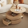 Table basse ronde cannelée de 81 cm avec plateau relevable et 2 tiroirs