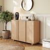 Lineva 48" Ash Wood Veneer Shoe Storage Fluted Entryway Cabinet