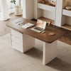 Modern 63" Rectangular Walnut Wood Desk with charging station & storage