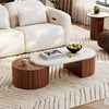 47"-60" Extendable Walnut Coffee Table with Travertine Veneer Top