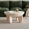 Curva Round Concrete Walnut Coffee Table with Wood Legs