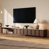71"-108" Extendable Walnut TV Stand with Sintered Stone Top & Cabinets