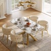 Dining Set 63" Rectangle Glossy Pandora Sintered Stone Dining Table with 4 Chairs
