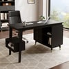 Ultic Matte Black L Shaped Home Office Desk & Faux Leather Office Chair Set with Wheels