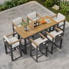 Tevara Teakhouten Moderne Outdoor Bar Set Donkergrijs Frame & Warm Wit Kussen