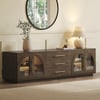 Arune 180 cm Arched Glass Doors Smoked Brown TV Stand with Storage and LED