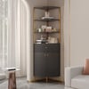 Modern 75" Black Corner Etagere Bookshelf with Drawer and 2-Door Cabinet