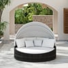 Costra Weatherproof Round Patio Daybed with Adjustable Canopy in Black