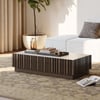 Aura 47" Ash Wood Slatted Coffee Table with Sintered Stone Top